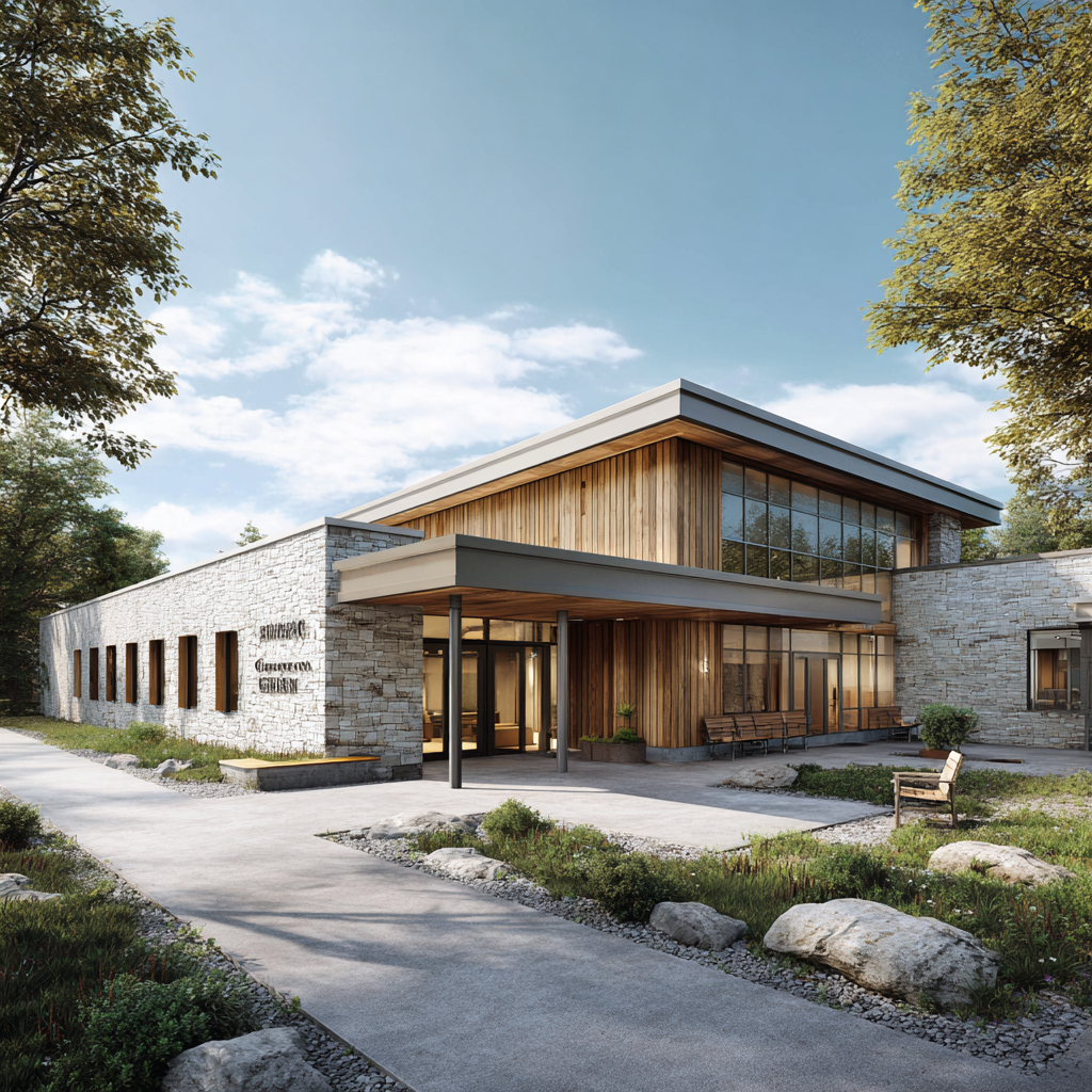 Outdoor meditation garden at MHAC Rehab facility